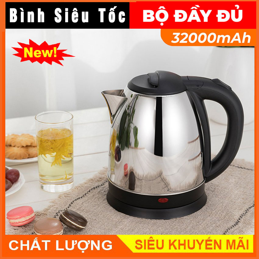 Ấm siêu tốc inox 1,8 lít đun sôi cực nhanh bình siêu tốc inox tốt cho sức khỏe người sử dụng,mua ấm siêu tốc đun sôi nhanh