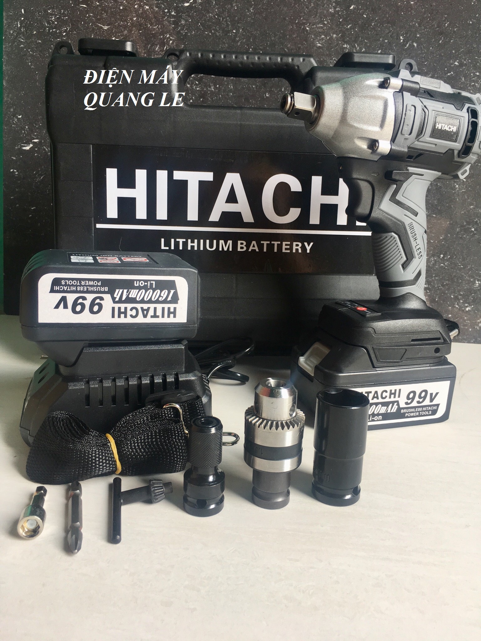 Máy siết bulong Hitachi 99V KHÔNG CHỔI THAN TẶNG ĐẦU KHẨU 22, ĐẦU CHUYỂN VÍT, MŨI VÍT, ĐẦU CHUYỂN KHOAN,,,