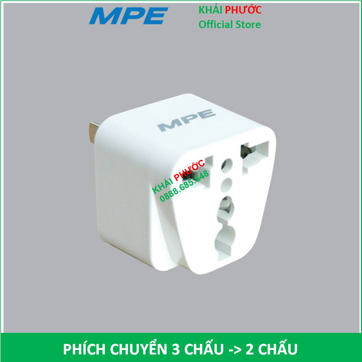 Phích cắm chuyển đổi 3 chấu đa năng thành 2 chấu ổ cắm du lịch, chân cắm dẹp – tròn ad1 mpe giá rẻ - khải phước electric