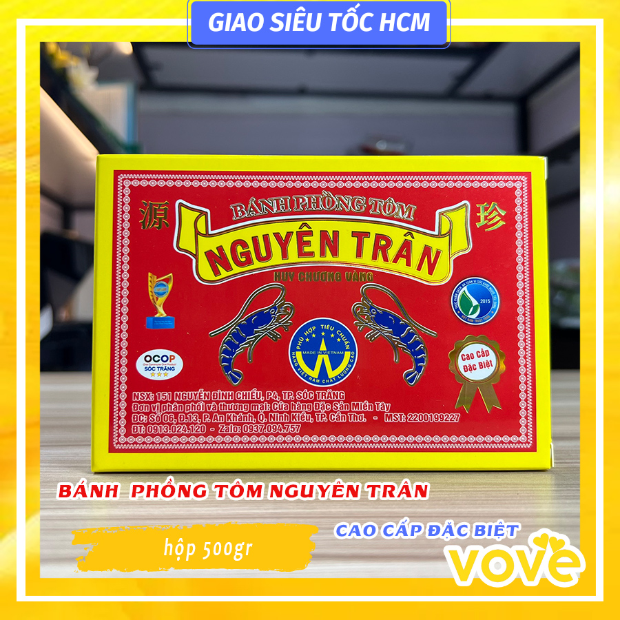 Bánh phồng tôm Sóc Trăng hiệu Nguyên Trân, loại cao cấp đặc biệt , 500gr_ vovedacsan