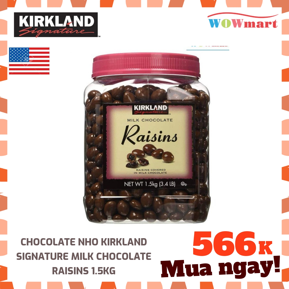 Chocolate nho Kirkland Signature Milk Chocolate Raisins 1.5kg