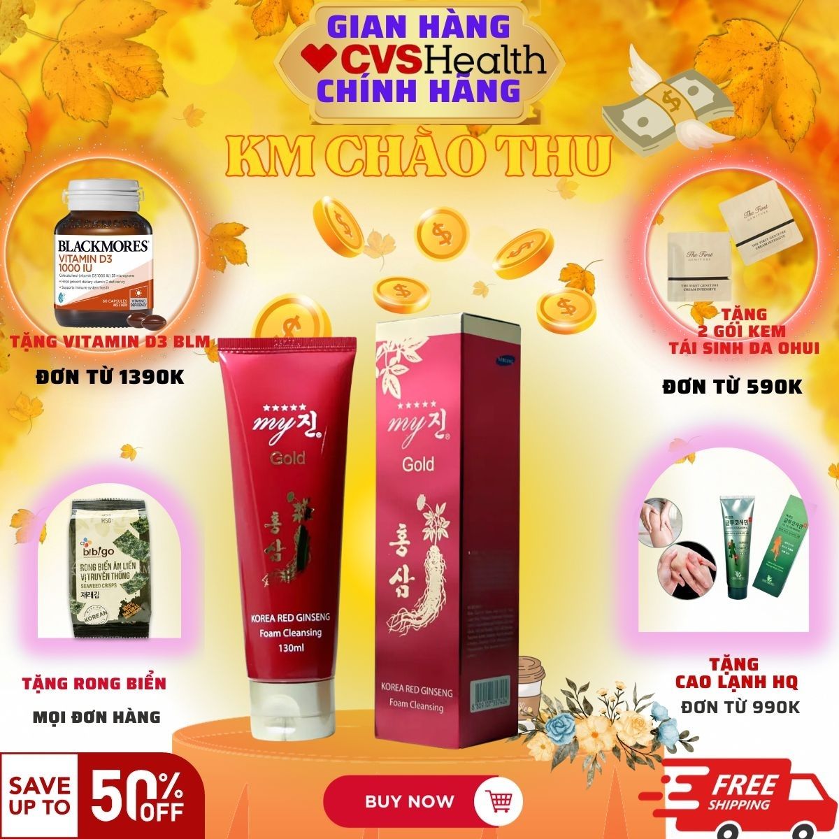 Sữa rửa mặt sâm đỏ Hàn Quốc.