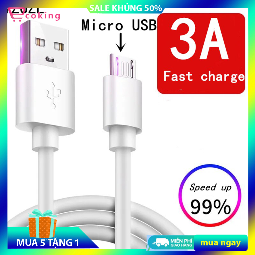 [xả kho+FREESHIP]Cáp sạc nhanh usb & micro android 3A ecoking, không nóng máy, không loạn màn hình lõi được làm bằng đồng nguyên chất độ bền rất cao vỏ bọc bằng nhựa cao cấp xài được tất cả các dòng máy