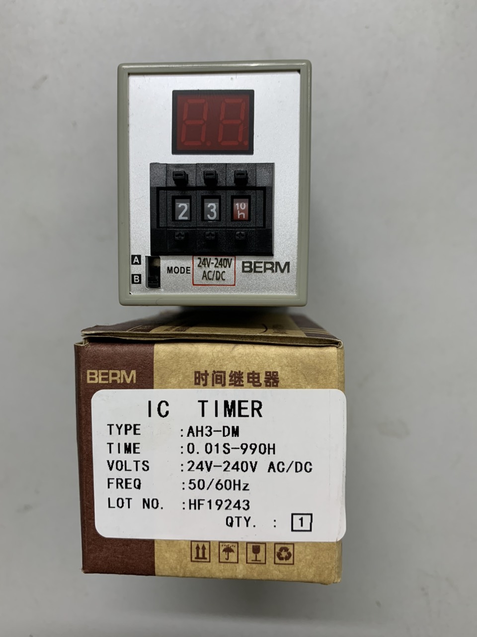 Timer ah3-dm rơle thời gian, giây phút giờ hai chế độ a/b điện áp 220vac hiển thị led berm