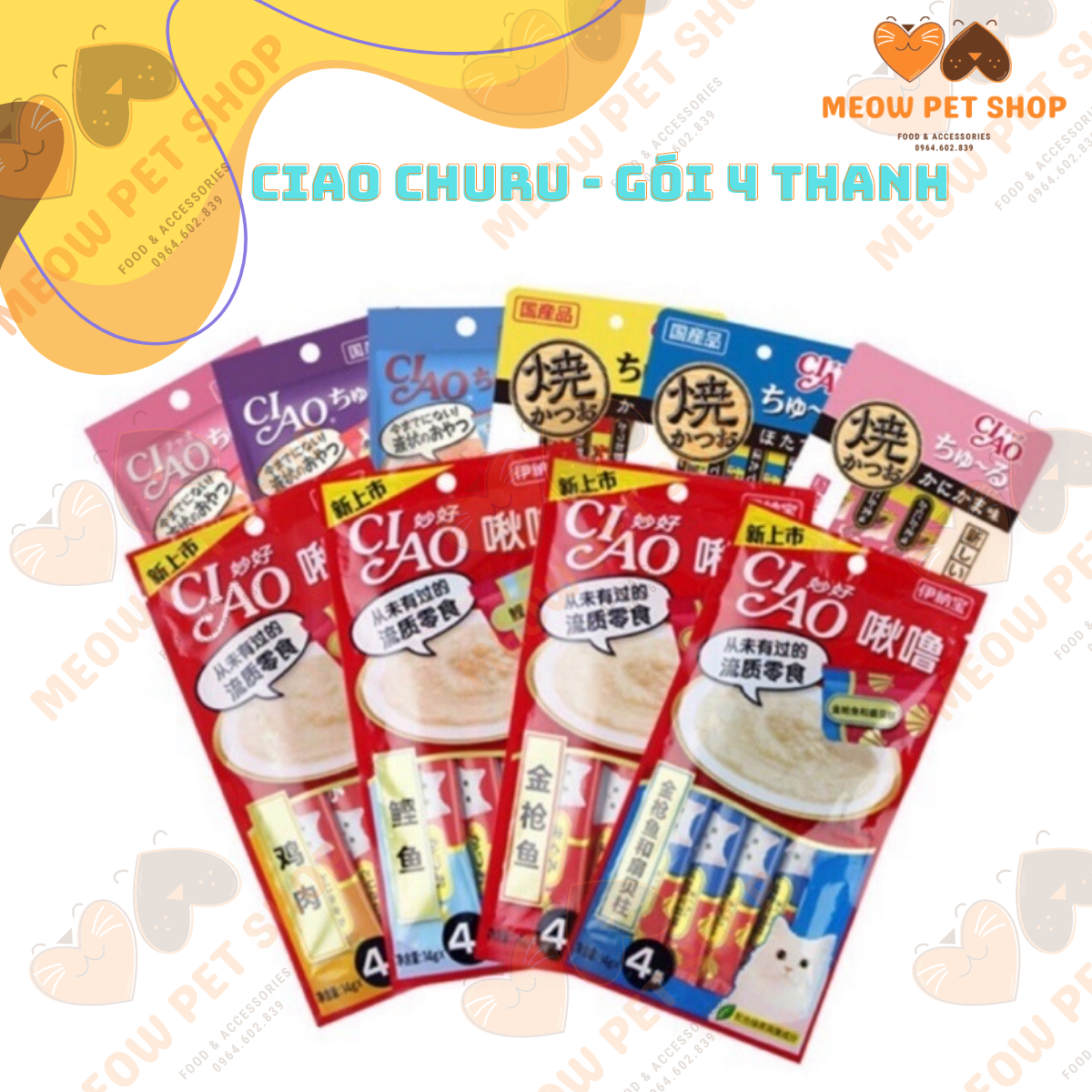 10 gói ciao churu súp thưởng cho mèo