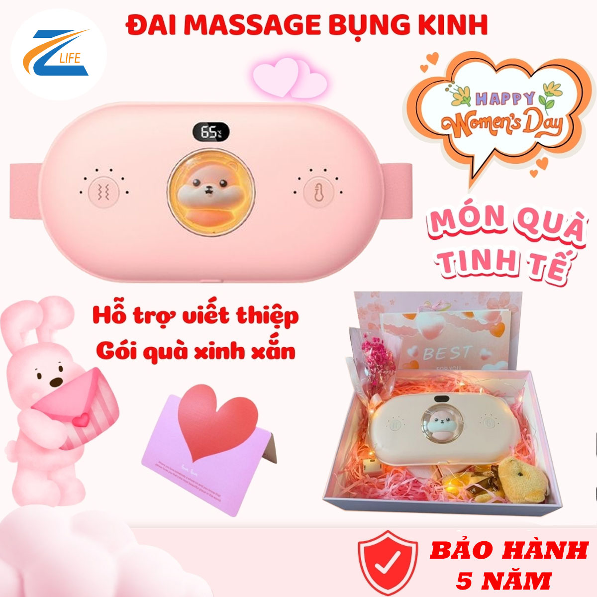 ( QUÀ TẶNG BẠN GÁI ) Máy massage chườm bụng kinh Zlife - Đai chườm nóng đau bụng kinh - Đai sưởi ấm bụng - Túi trườm đau bụng kinh - Đai massage chườm nóng bụng kinh - 12 chế độ massage 12cấp độ nhiệt, Qùa tặng tâm lý và ý nghĩa cho người thương