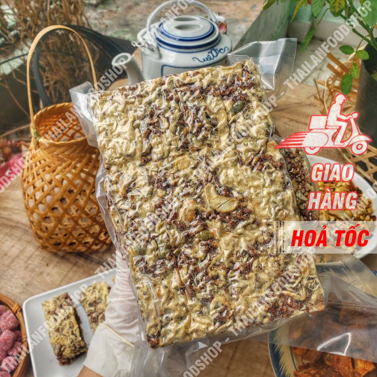 Thanh gạo lứt ngủ cốc chà bông túi 250gr - thanh gạo lứt chà bông mix hạt dinh dưỡng
