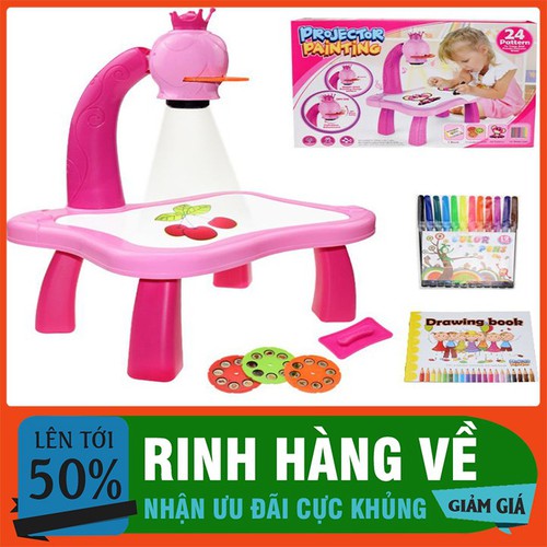 BÀN VẼ ĐÈN CHIẾU CÓ NHẠC - BỘ ĐỒ CHƠI BẢNG VẼ CHIẾU ĐÈN THÔNG MINH CHO BÉ ( MÀU XANH - HỒNG)