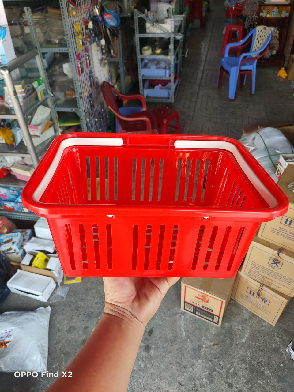 [HCM]Rổ nhựa chữ nhật có quai xách R25xD32xC16(cm)