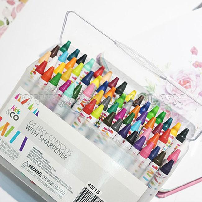 Bộ 64 cây bút sáp màu cho bé(hộp nhựa)