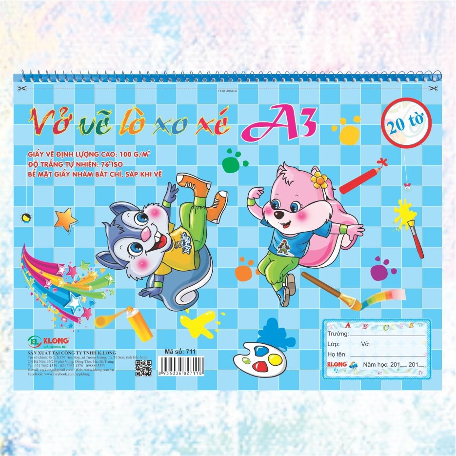 Vở vẽ Klong A3 lò xo/gáy dán