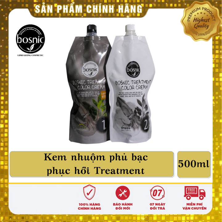 [HCM]Kem Nhuộm Phủ Bạc Phục Hồi Treatment BOSNIC 500ML - Chính Hãng Hàn Quốc