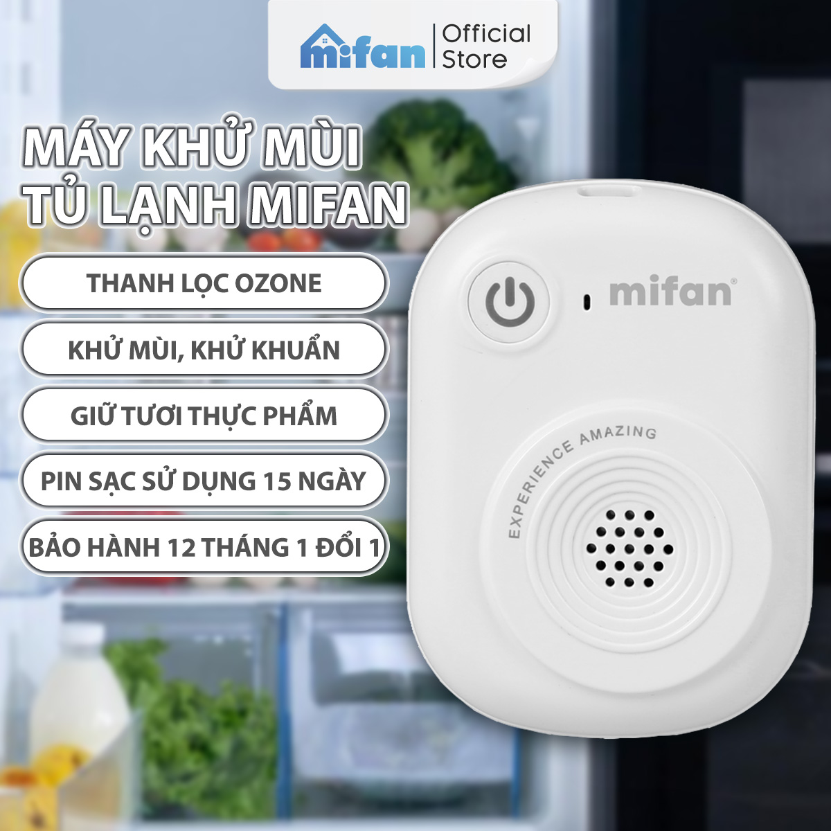  Máy Khử Mùi Tủ Lạnh Mifan - Tạo Ozone diệt khuẩn khử hôi chống mốc - Bảo quản thực phẩm tươi lâu 