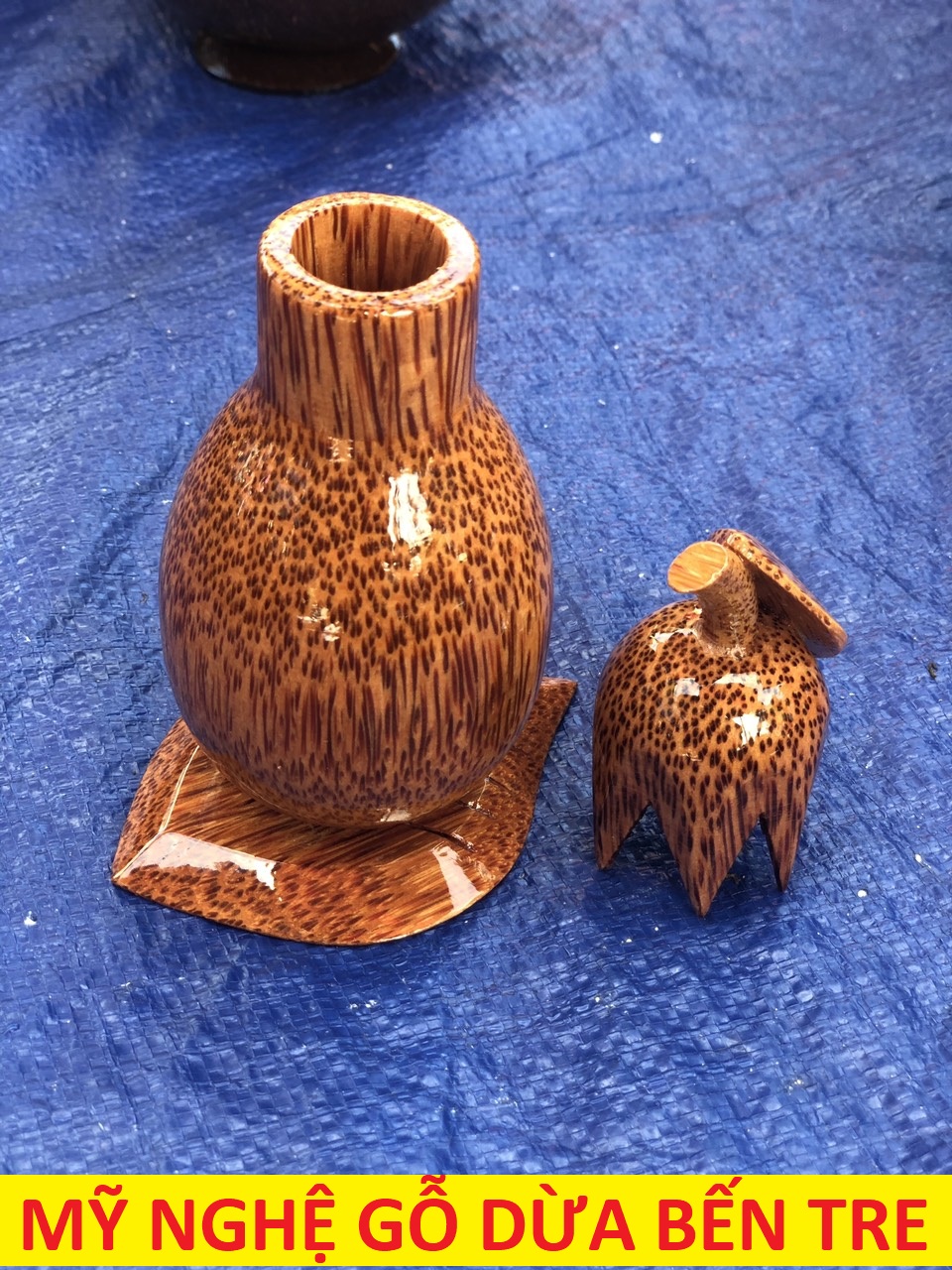 Có Video - Hũ tăm gỗ dừa quả cà - lọ tăm xỉa răng - HÀNG LOẠI 1 - mỹ nghệ dừa Bến Tre - DANH DUA SHOP