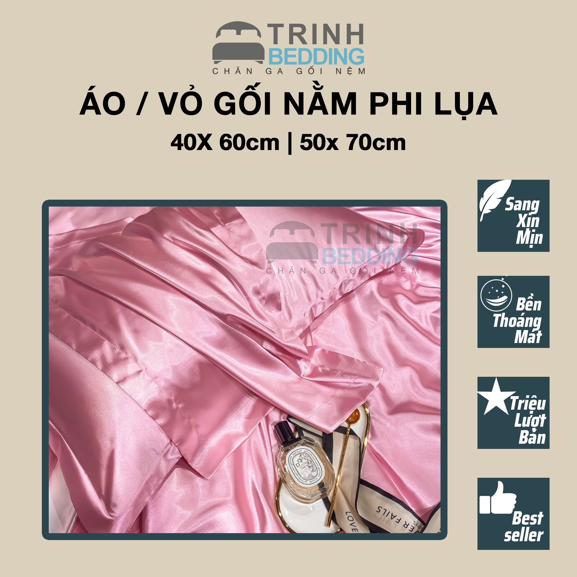 Áo Gối Nằm Phi Lụa lạnh Cao Cấp Trinhbedding