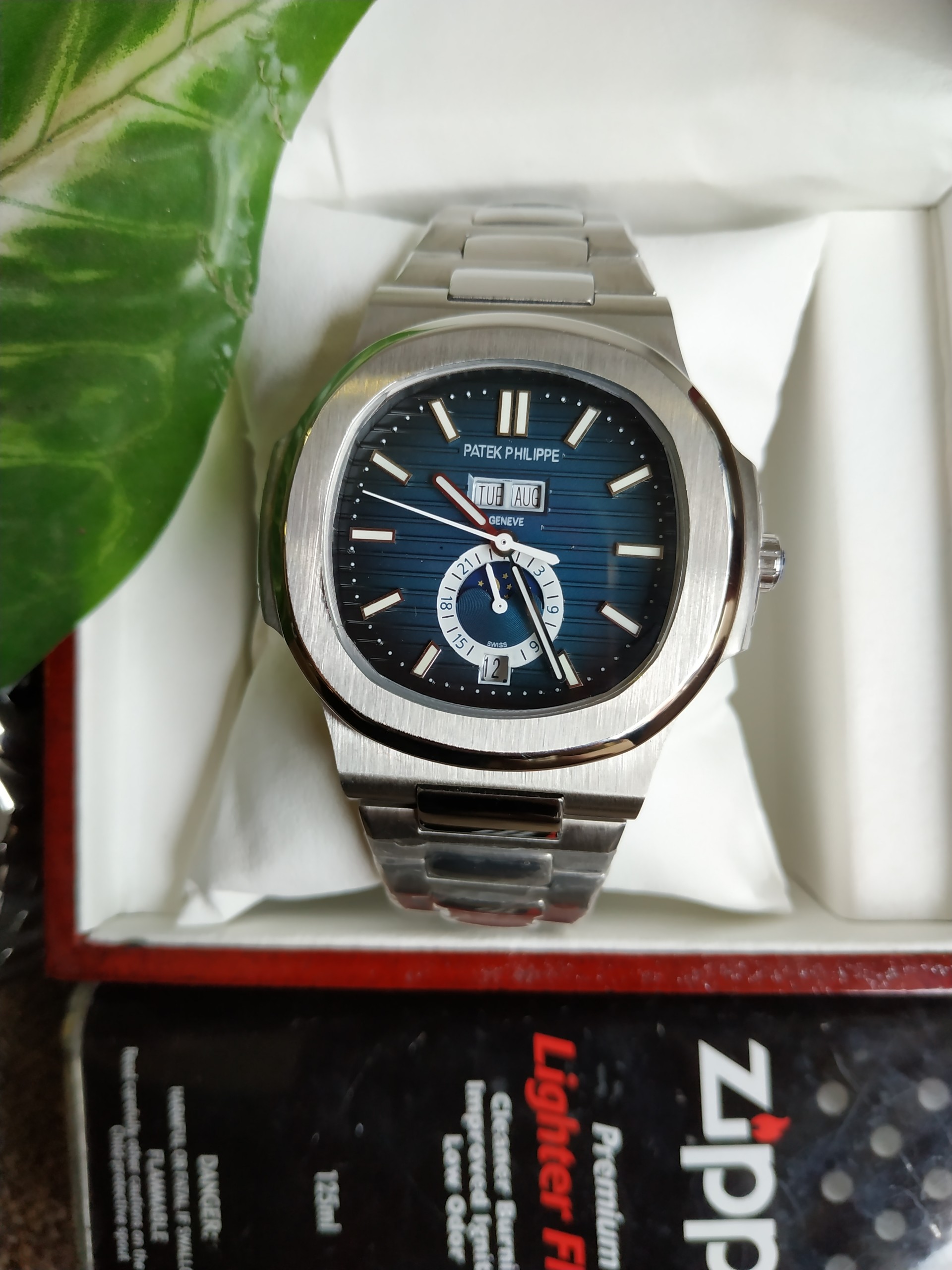 { RẺ VÔ ĐỐI }{ BẢO TÍN ĐỒNG HỒ SHOP SỊN LAZADA } ĐỒNG HỒ PATEK  NAUTILUS NAM AUTOMATIC MẶT TRĂNG DÂY KIM LOẠI + THẺ BẢO HÀNH