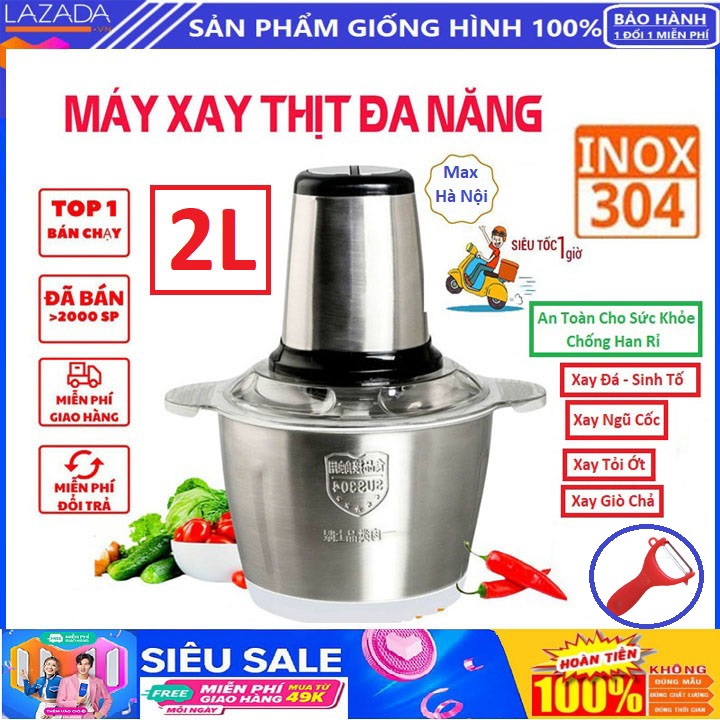 { Tặng Kèm Nạo } Máy xay thịt, máy xay thịt đa năng, Máy xay sinh tố cầm tay, Cối xay thịt INOX 304, máy xay thịt bằng điện không rỉ, dung tích lớn, công suất lớn, nhiều chế độ xay, chống vỡ bền bỉ, máy xay rau củ, máy say thịt