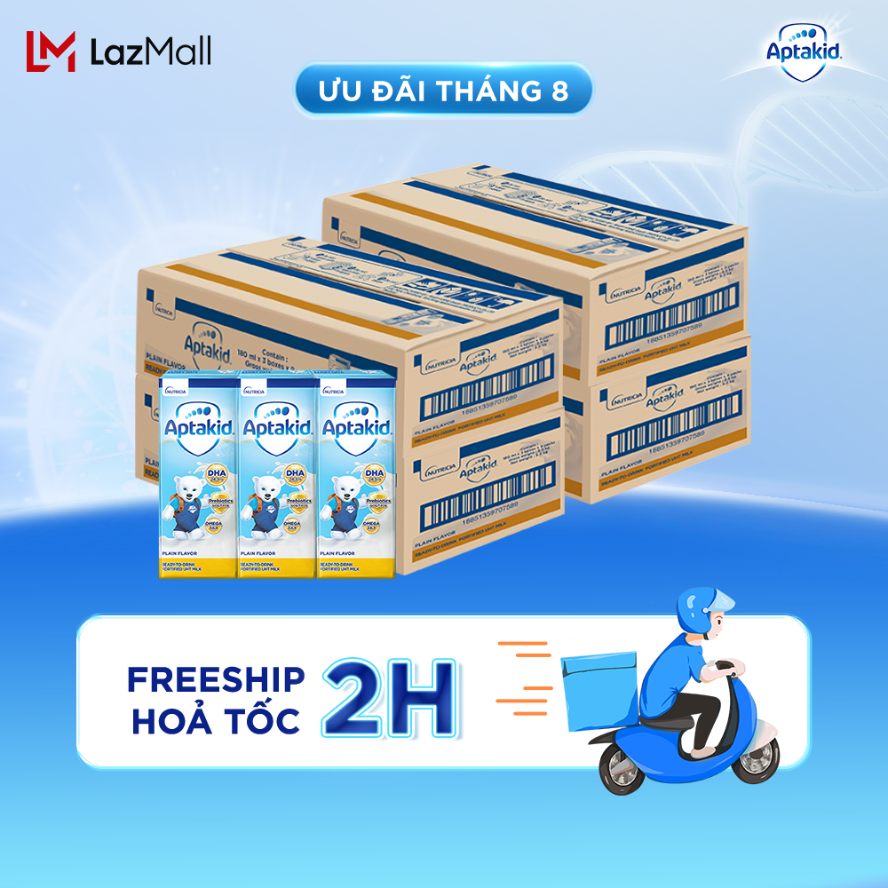 Combo 4 Thùng Sữa Pha Sẵn Aptakid giúp phát triển trí não cho bé từ 1 tuổi