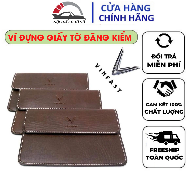 Ví đựng giấy tờ ô tô đăng kiểm in logo hãng Vinfast