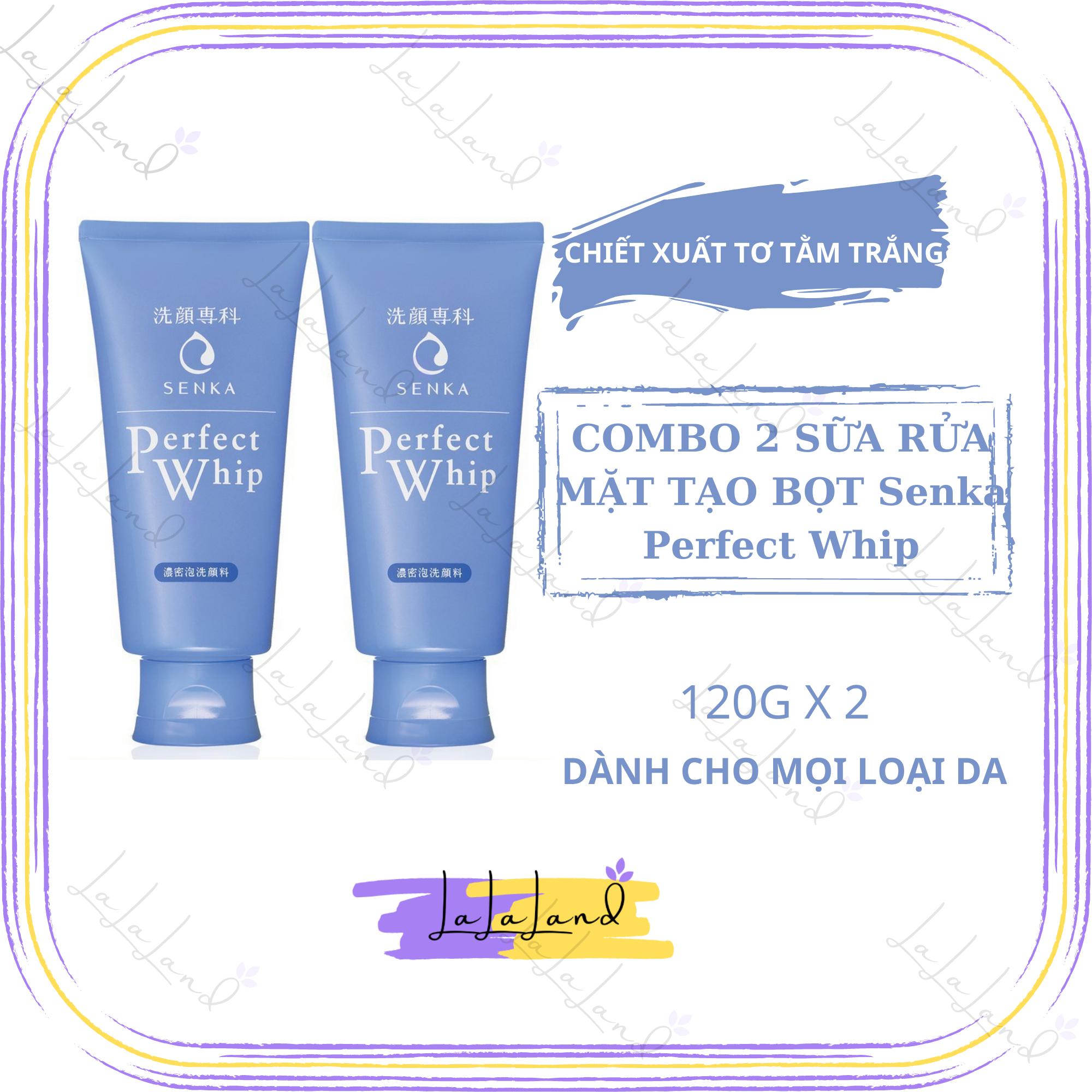 [mẫu mới hoặc cũ) combo 2 sữa rửa mặt tạo bọt chiết xuất tơ tằm trắng senka perfect whip 120g