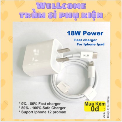 Bs01 - bộ sạc nhanh pd 20w cho iphone ipad, củ sạc và dây cáp type c to lightning cho ip 6 7 8 x xs xr xsmax 11 11pro 12