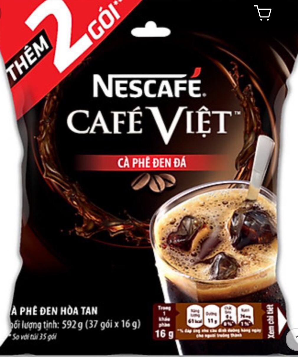 Bịch 37 gói - cà phê đen đá nescafé cafe việt 2 trong 1 cà phê đen hoà tan - 1 pack nescafé café việt 2in1 instant iced black coffee mix - nestlé nescafe 2 in 1 nestle