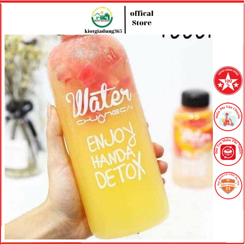 Bình nước Detox 1000ml , bình đựng nước kèm túi vải