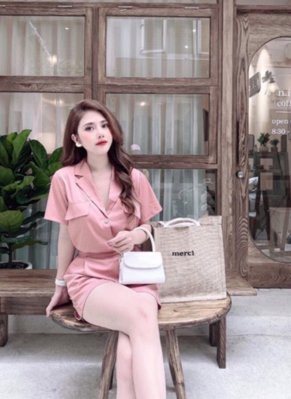 Set bộ nữ quần đùi áo cổ vest #setboduiaocovest