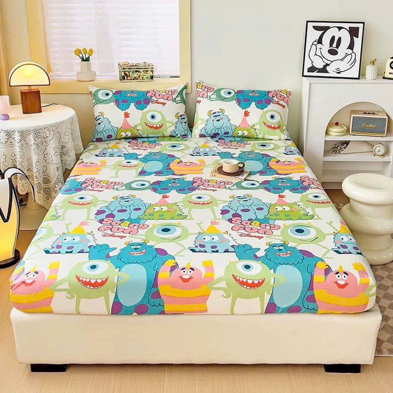 Bộ ga gối 💖m2/m6/m8/2m💖 drap giường poly ga bọc đệm cute + 2 vỏ gối nằm cute - Nguyệt Ánh Bedding - 