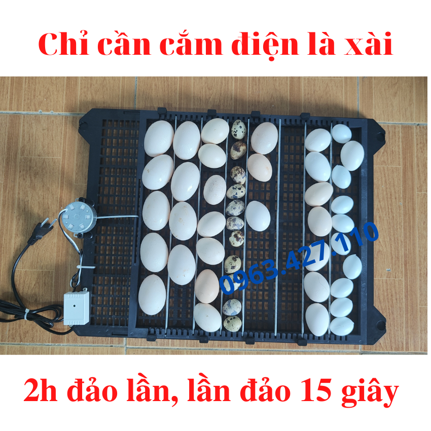 Khay đảo trứng tự động tích hợp hẹn giờ, 2h đảo lần, lần đảo 15s, phù hợp cho trứng gà,vịt, ngan, ngỗng, chim trĩ, chim cút... thương hiệu Tuấn Trình