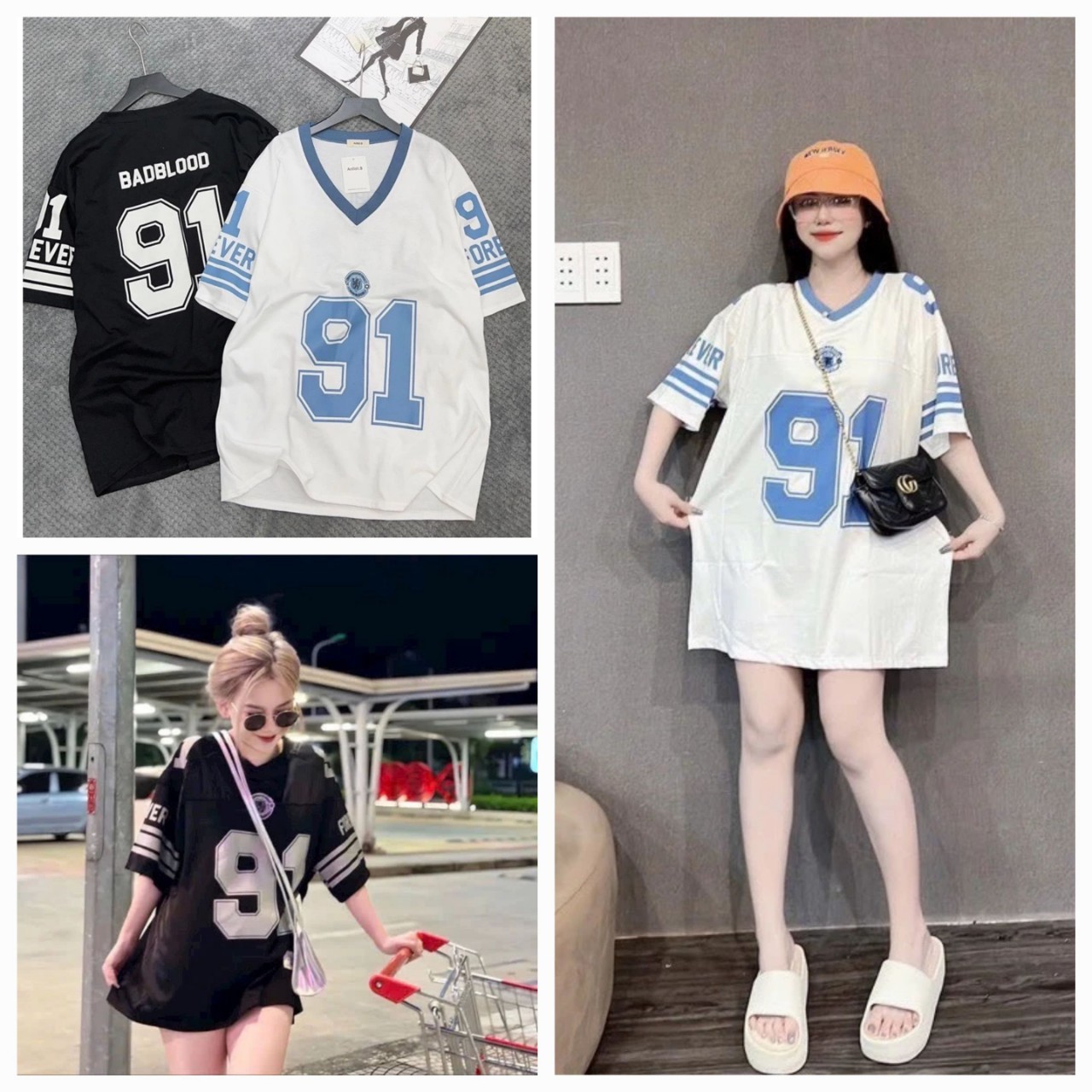 ( sale đón hè) Áo phông số 91 cổ tim phom rộng tay lỡ nam nữ, chất thun cotton mềm mịn