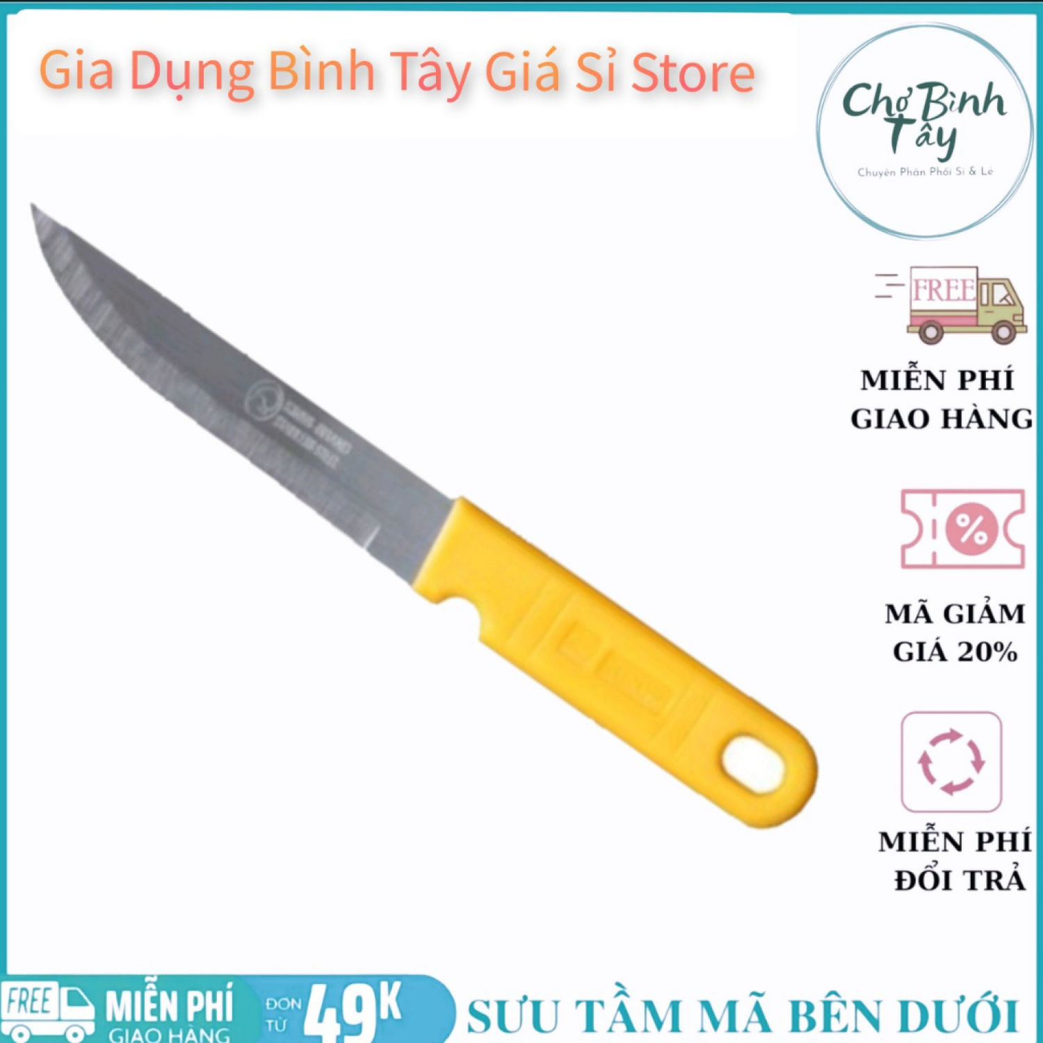 Dao cán vàng giá sỉ dao nhỏ cắt trái cây