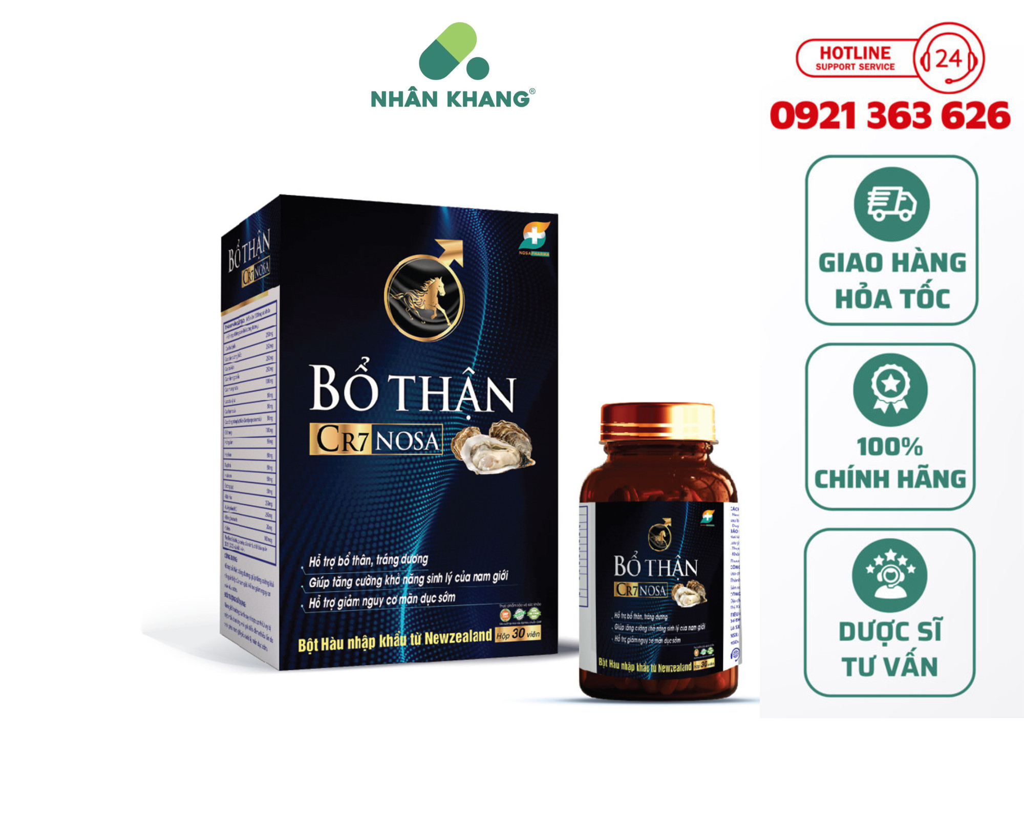 Bổ thận cr7 nosa tăng cường sinh lý, bổ thận tráng dương hộp 30 viên