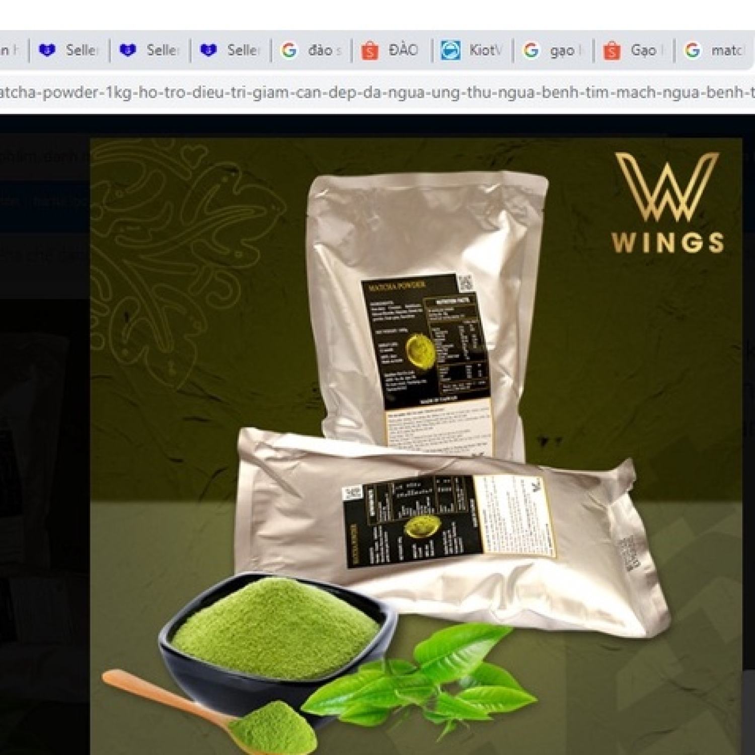 Bột Trà Xanh Wings Bột trà xanh pha trà sữa 100g