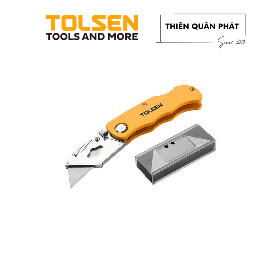 Dao rọc giấy Tolsen 30007 kèm 5 lưỡi SK5, kiểu dáng gấp gọn an toàn