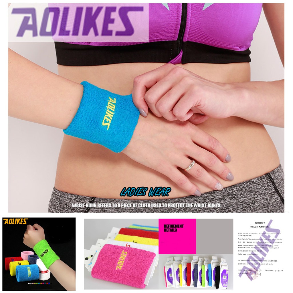 BÁN SỈ - Aolikes AL 0230 - 0235 (1 cái) Đai BĂNG cuốn cổ tay THẤM MỒ HÔI chống trượt chuyên gym CHÍNH HÃNG