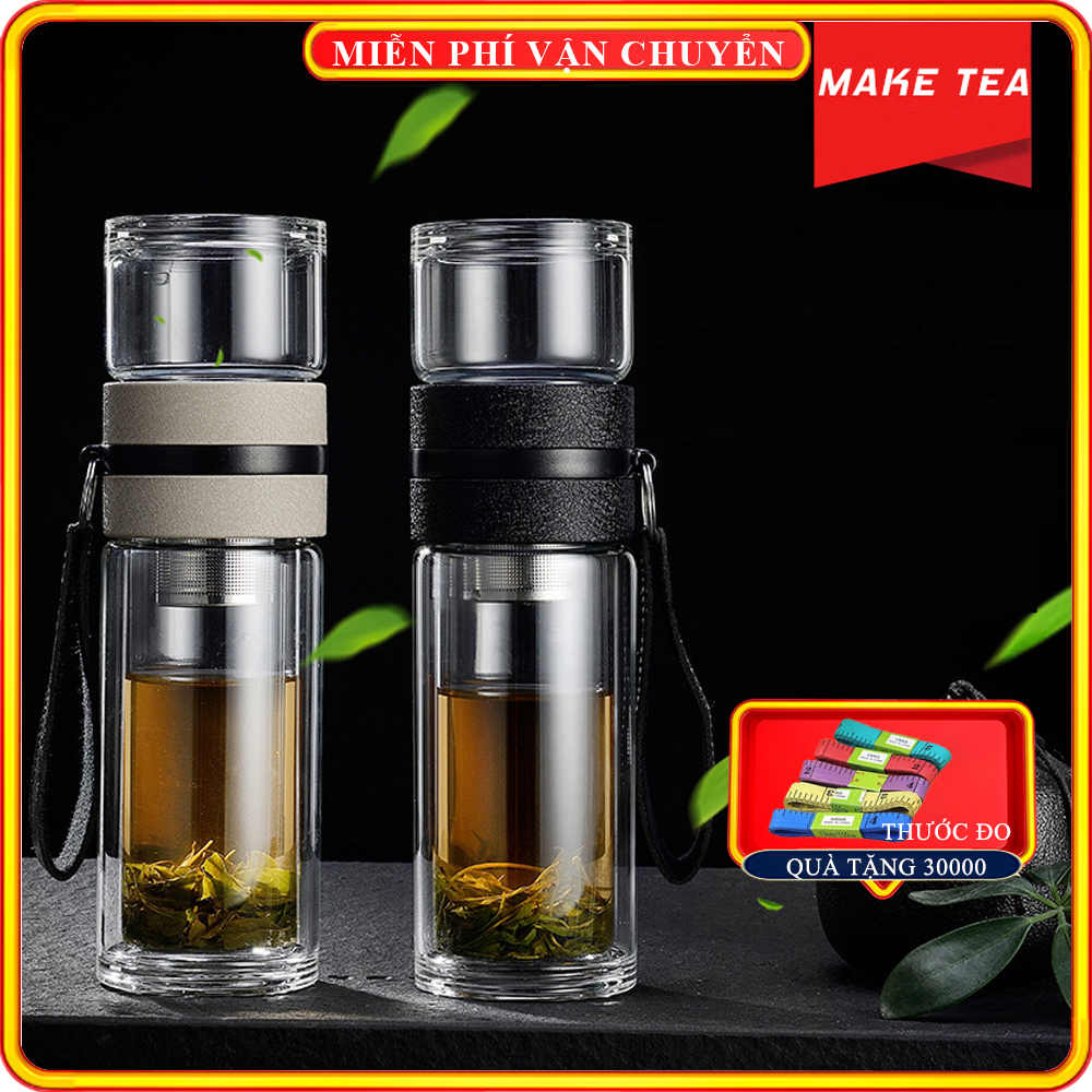 Bình thủy tinh giữ nhiệt pha trà BGN3- Bình giữ nhiệt có ngăn pha trà tiện lợi, an toàn