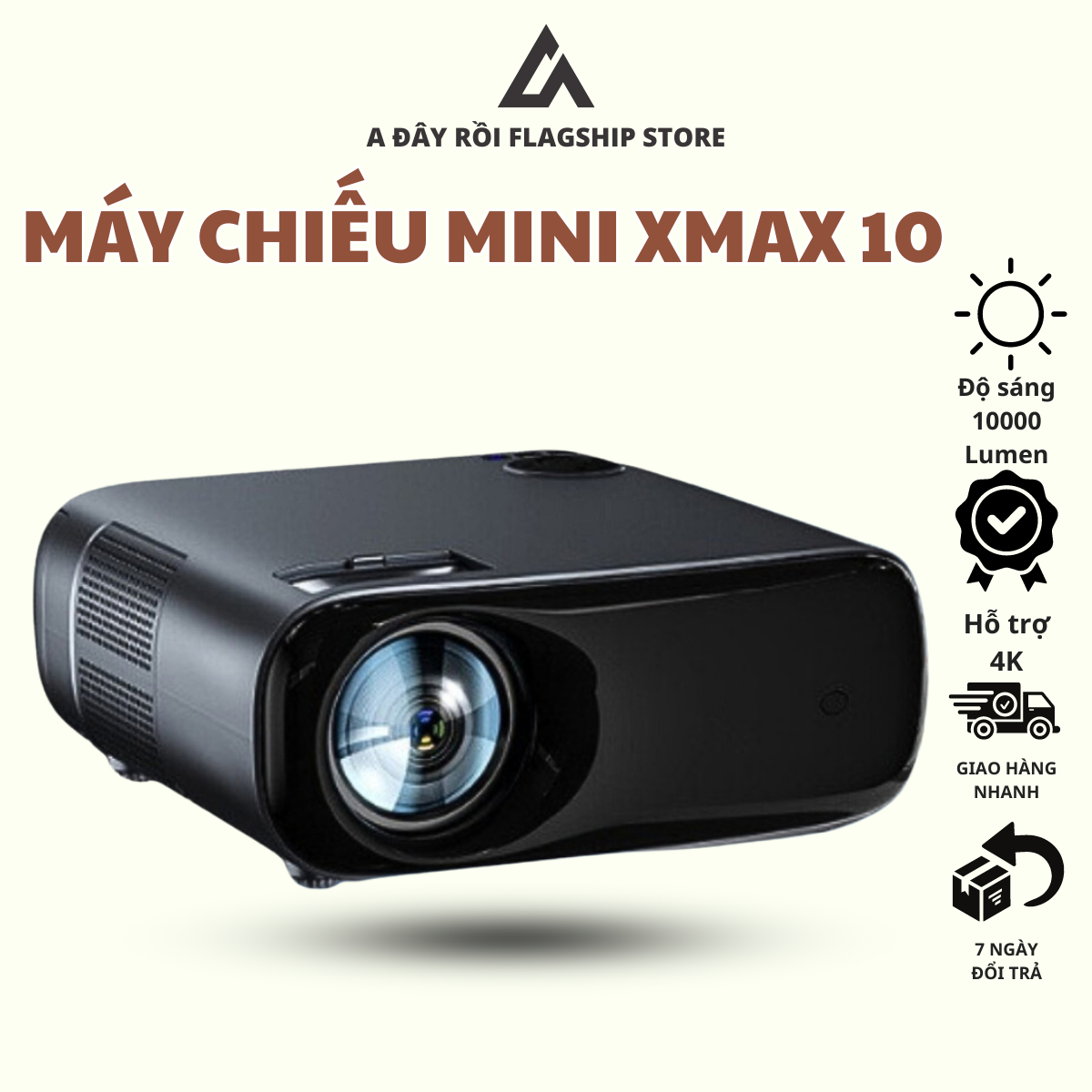 Máy chiếu mini KAW-XMAX10 chính hãng hệ điều hành android, hỗ trợ video 4K, Bảo hành 12 tháng