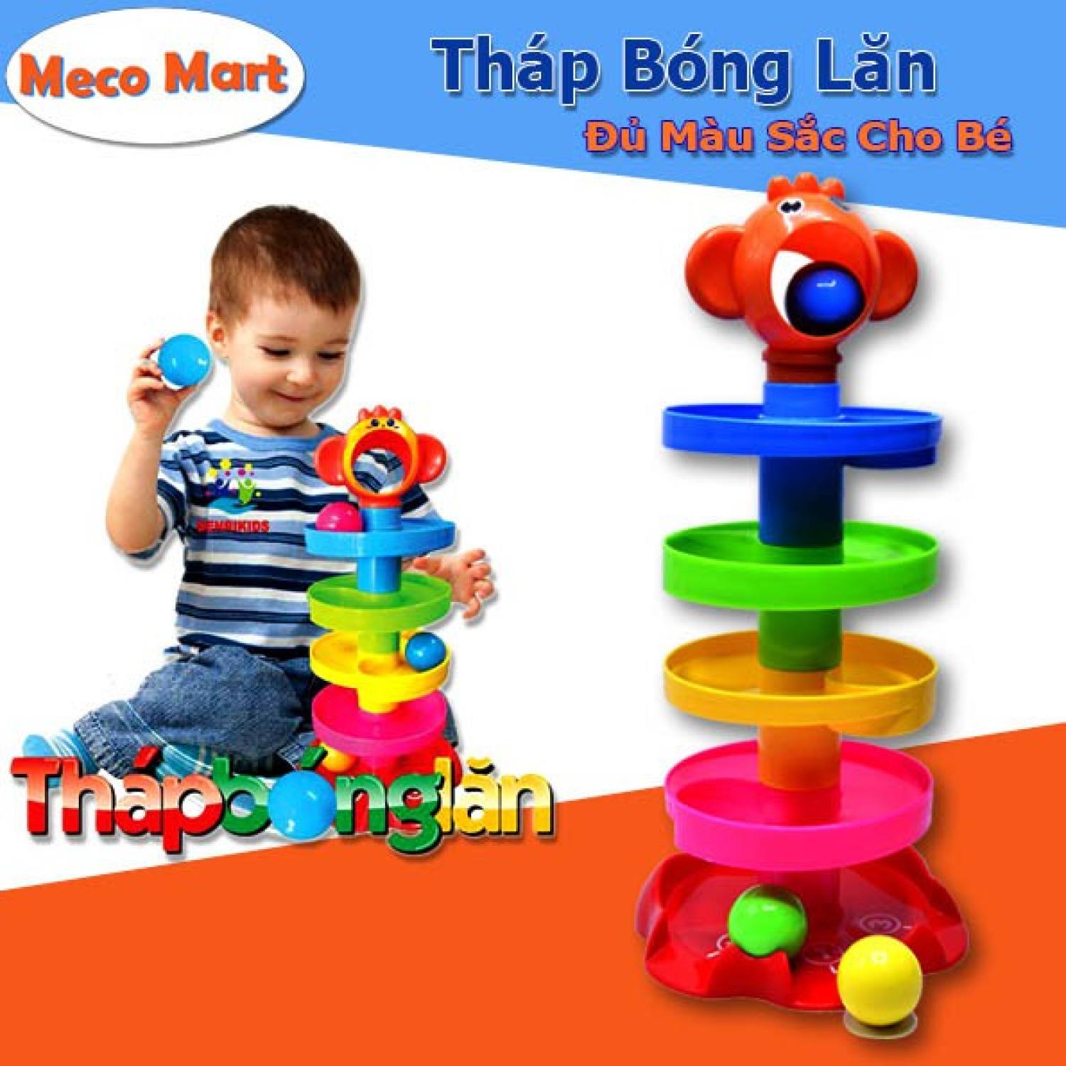 Tháp bóng lăn sato 89, đồ chơi vận động thả bóng bé yêu cho bé từ 06tháng,nhựa an toàn, đồ chơi trí tuệ trẻ em meco mart