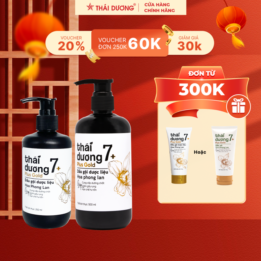 Dầu gội dược liệu Thái Dương 7 Plus Gold  Hoa Phong Lan ( 100ml/250ml/500ml)  - Sao Thái Dương