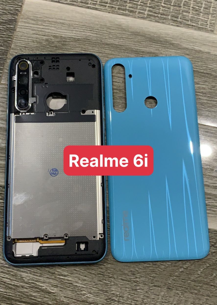 Bộ vỏ realme 6i ( gồn,sườn,maket,lưng,kính cam,nút bân)
