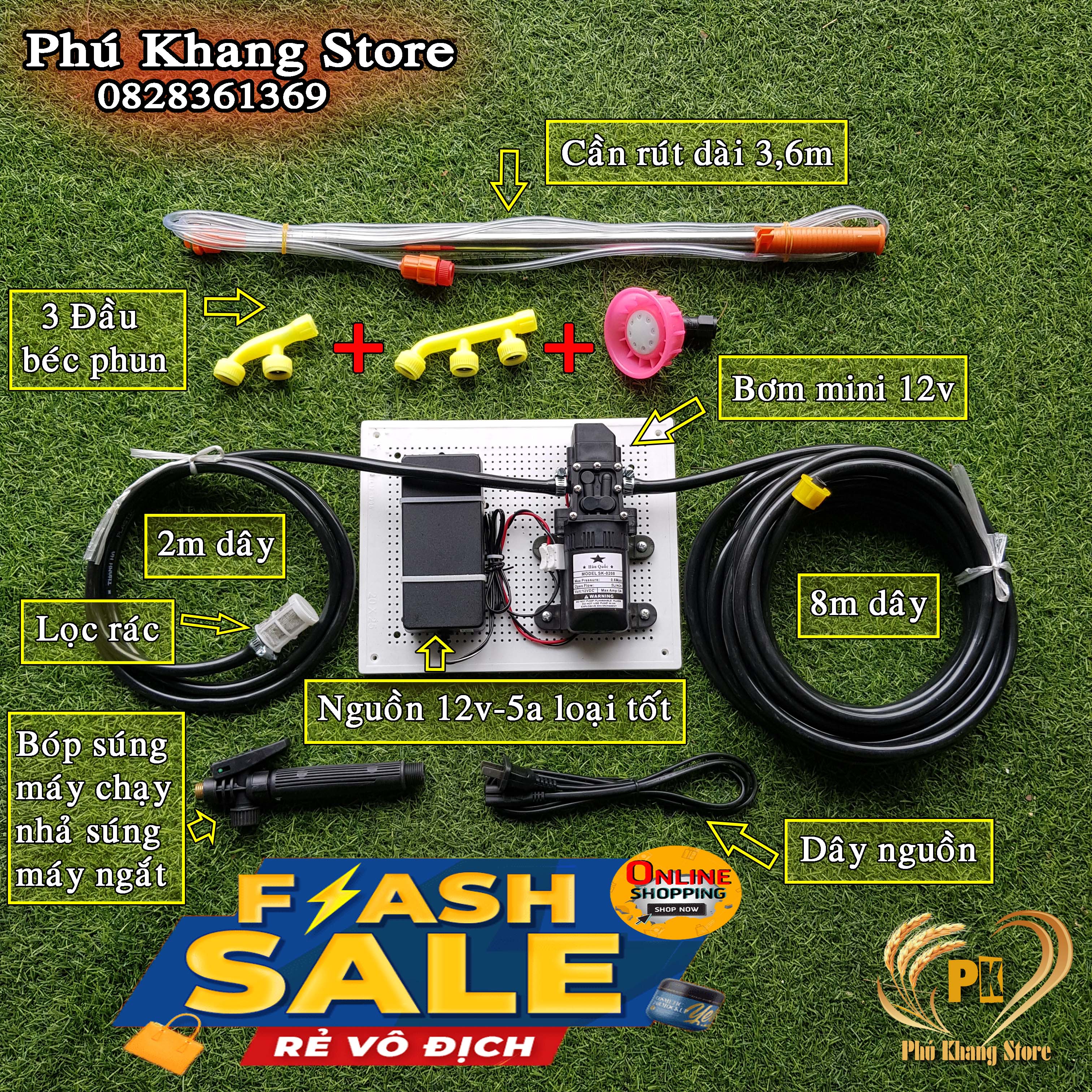 Trọn Bộ Máy Bơm mini 12v TƯỚI LAN Tưới Cây Cảnh​