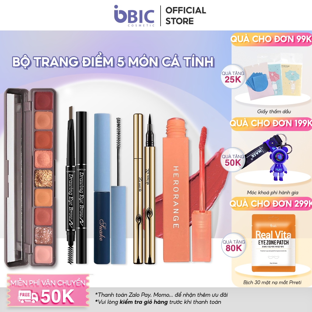Trang điểm tiện lợi cho nàng xinh đẹp Chì kẻ mày Kẻ mắt  Mascara Phấn mắt Son kem lì Set trang điểm cho người mới bắt đầu BIC Cosmetic