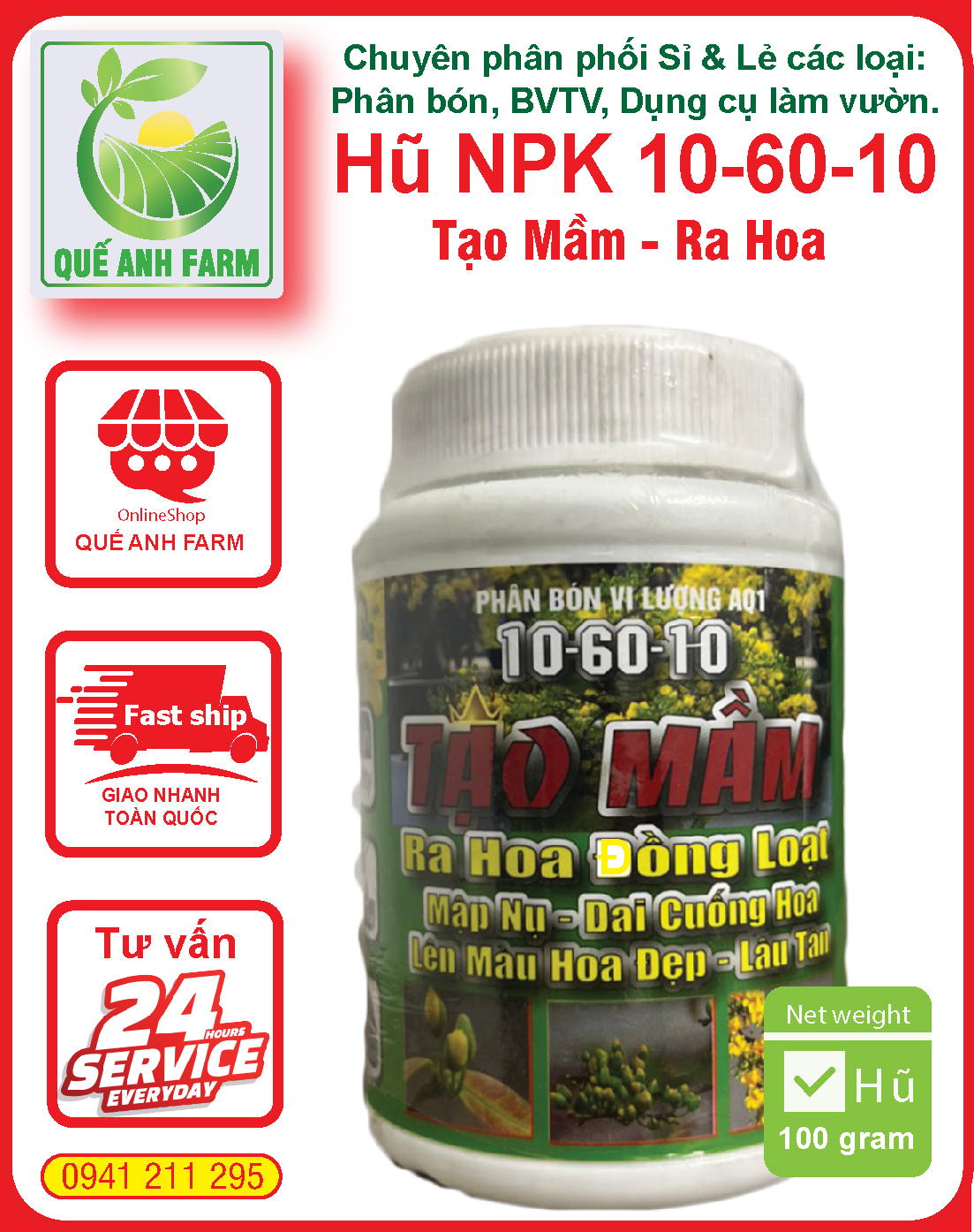 Phân bón kích hoa mai vàng hũ 100g