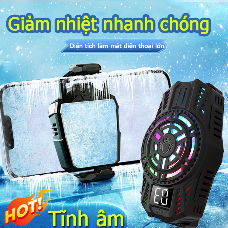Quạt tản nhiệt điện thoại kg - màn hình led hiển thị nhiệt độ, giảm nhiệt độ khi chơi game pubg, sò lạnh, quạt tản nhiệt cho điện thoại, quạt tản nhiệt gaming