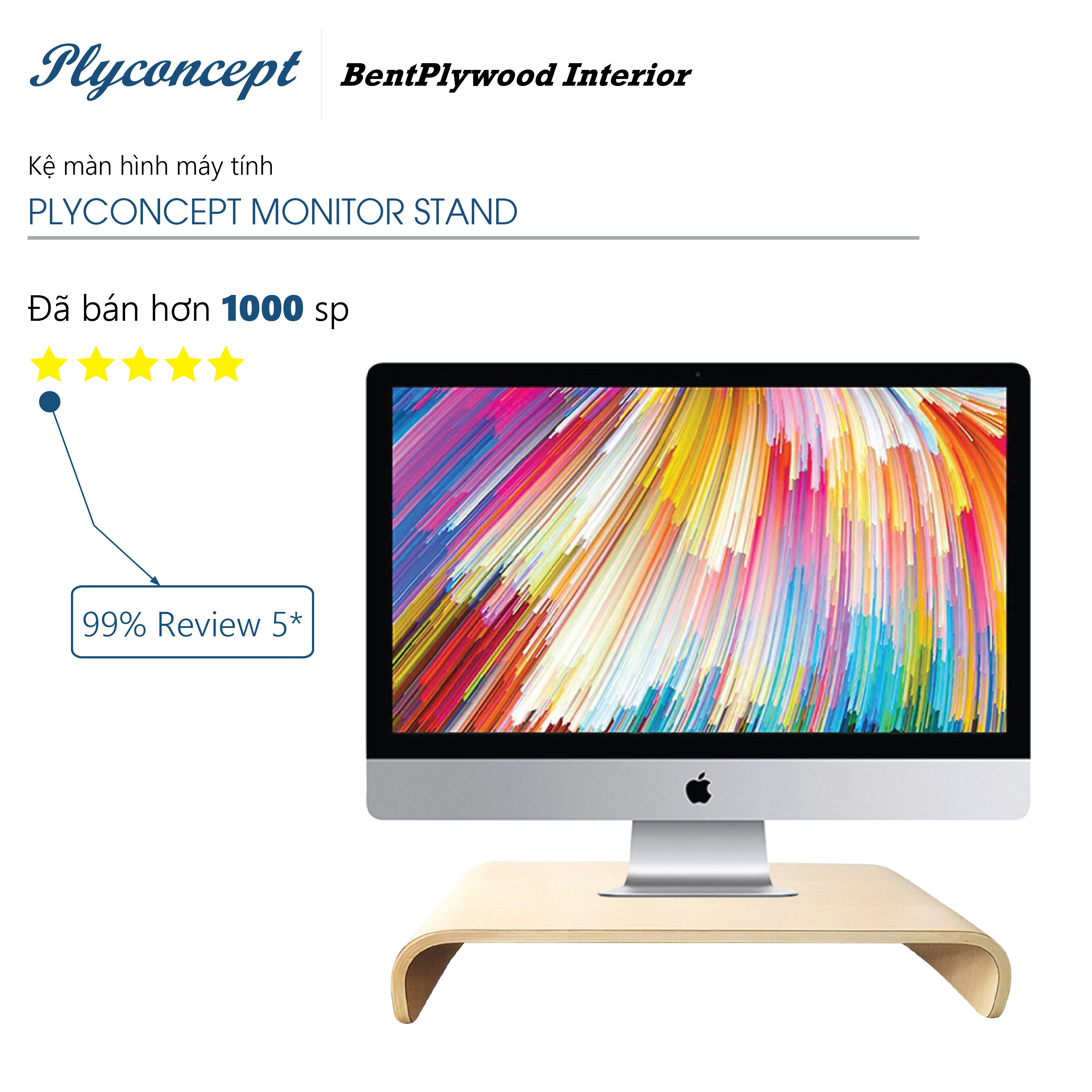 [HCM]Kệ màn hình uốn cong Monitor Stand Plyconcept - Màu gỗ