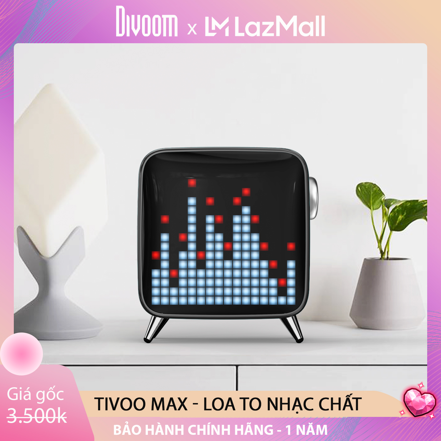 Loa bluetooth divoom tivoo max - 40w màn hình led 256 siêu khủng pin li-on 8000mah bluetooth v5.0