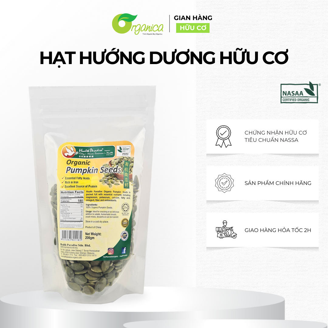 Hạt hướng dương hữu cơ Health Paradise 250gr