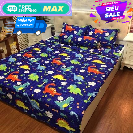 Bộ ga kèm - 2 áo gối - đủ size mẫu khủng long