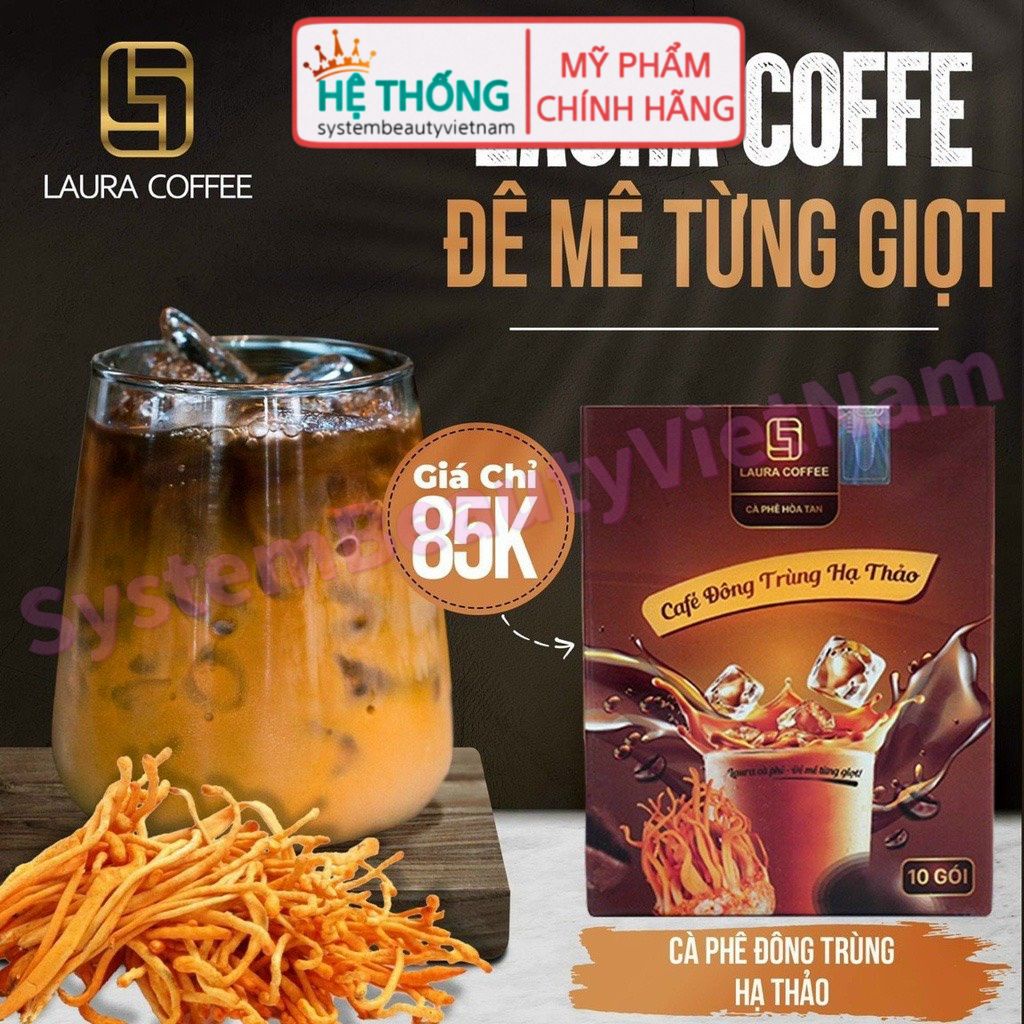 Hộp 10 gói cà phê đông trùng hạ thảo nhật kim anh laura coffee - cà phê laura sunshine